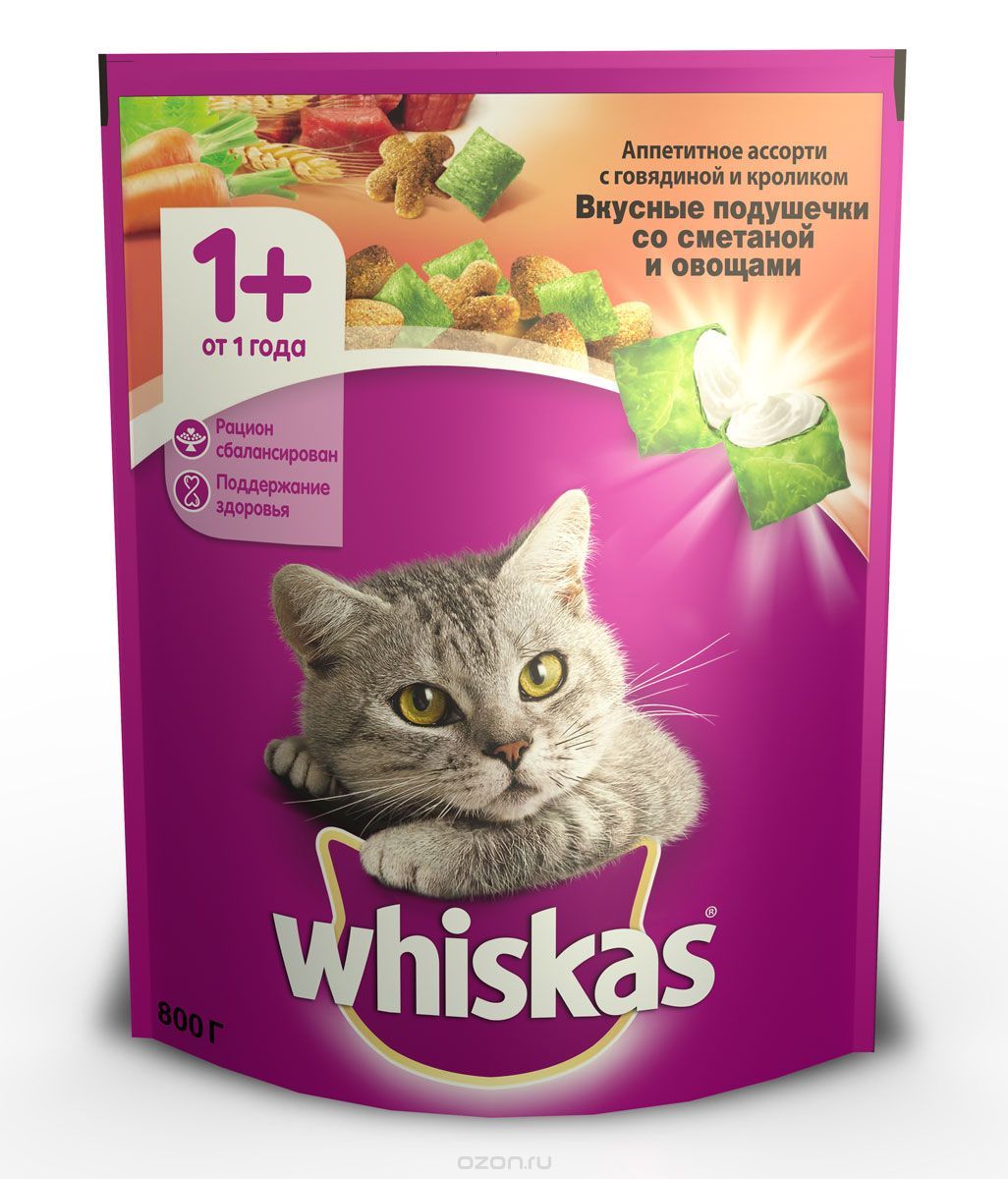 WHISKAS® (Вискас) сухой корм для кошек от 1 года Аппетитное ассорти  курица/индейка 1,9 кг – купить в интернет зоомагазине РыжийКот56.рф